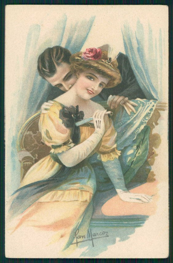 Artist Signed San Marco Romantic Couple serie 892 cartolina XP9888 – fronte