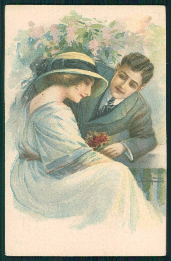 Artist Signed San Marco Romantic Couple serie 892 cartolina XP9893 – fronte