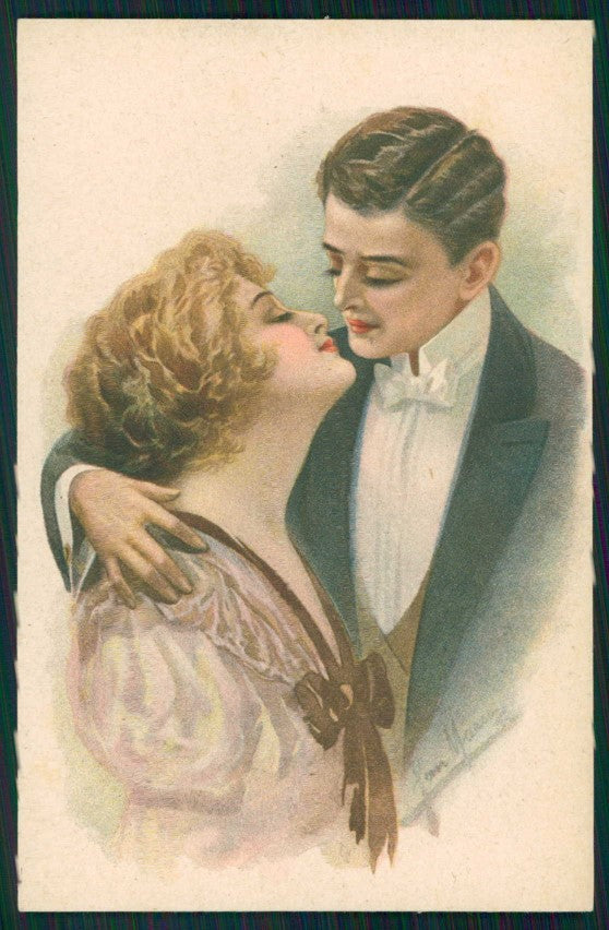 Artist Signed San Marco Romantic Couple serie 2023 cartolina XP9895 – fronte