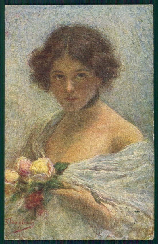 Artist Signed C. Stragliati Glamour Fashion Lady serie 76 cartolina XP9898 – fronte