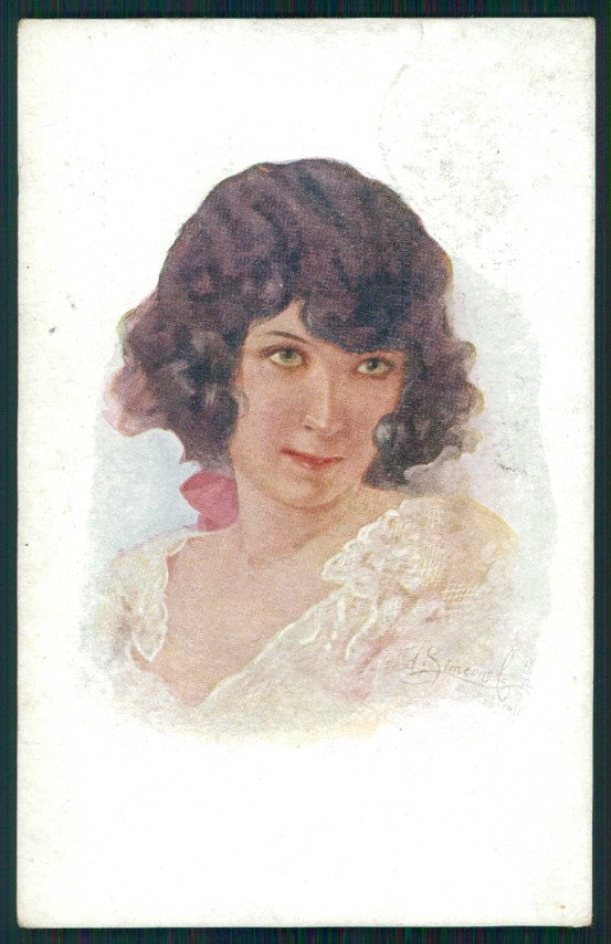Artist Signed Simeone Glamour Fashion Lady serie 150-4 cartolina XP9901 – fronte