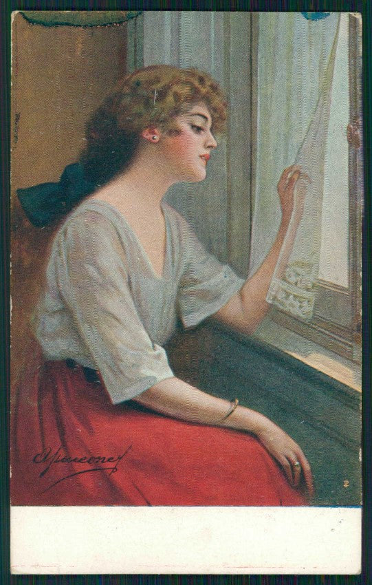 Artist Signed Simeone Glamour Fashion Lady serie 8-16 cartolina XP9904 – fronte