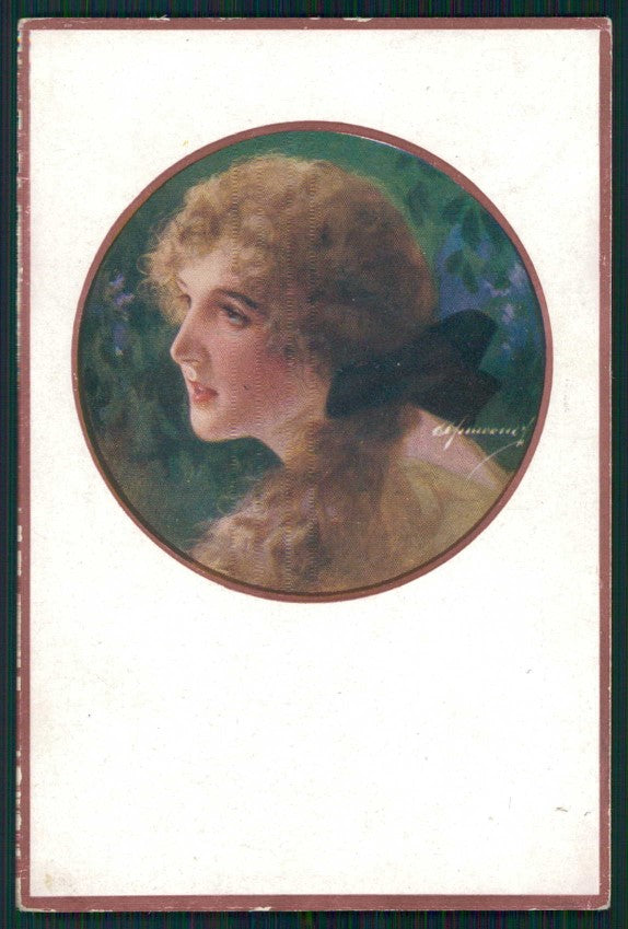 Artist Signed Simeone Glamour Fashion Lady serie 165-2 cartolina XP9905 – fronte