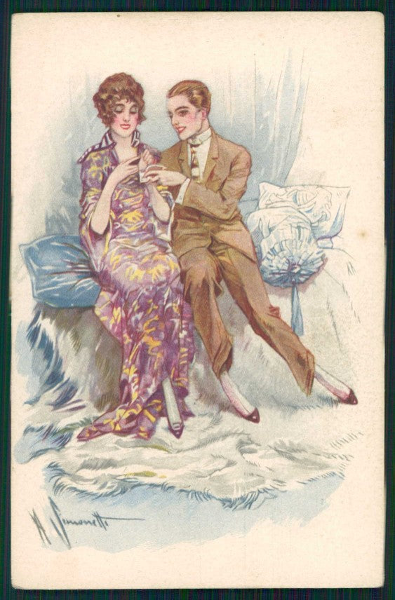 Artist Signed Simonetti Romantic Couple serie 429-5 cartolina XP9910 – fronte