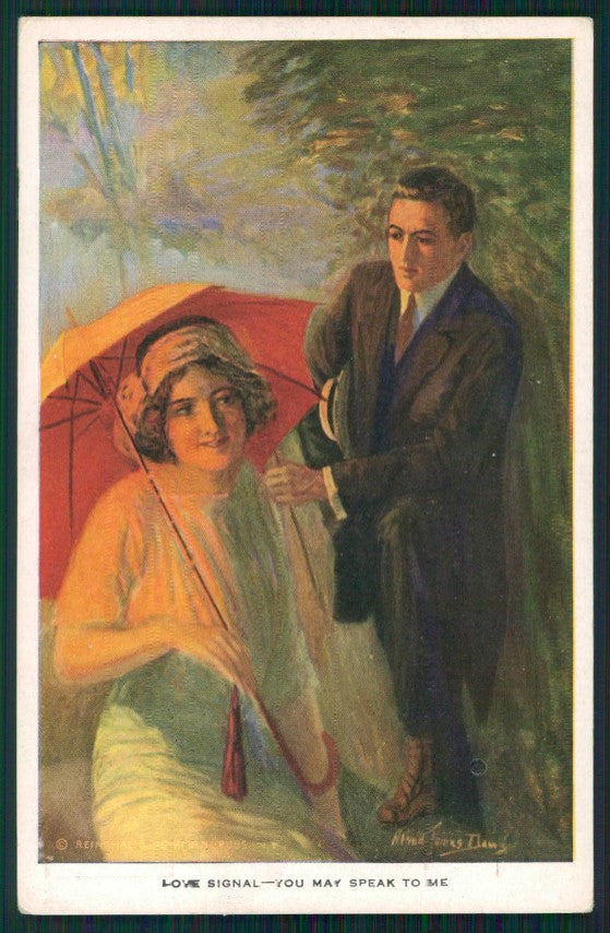 Artist Signed Alfred Dewey Romantic Couple Reinthal serie 459 cartolina XP9912 – fronte