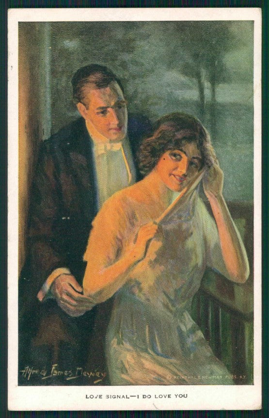 Artist Signed Alfred Dewey Romantic Couple Reinthal serie 457 cartolina XP9913 – fronte