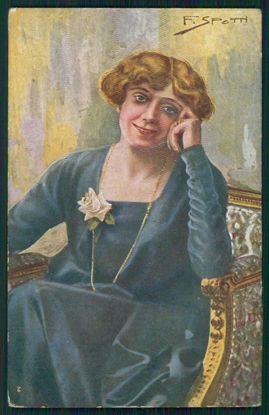 Artist Signed F. Spotti Actress Dina Galli Lady serie 115 cartolina XP9926 – fronte