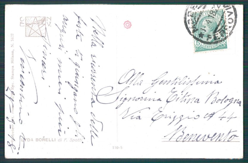 Artist Signed F. Spotti Actress Lyda Borelli serie 110-5 cartolina XP9928 – retro