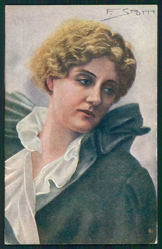 Artist Signed F. Spotti Actress Hesperia Lady serie 124 cartolina XP9936 – fronte