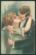 Artist Signed F. Spotti Kiss Romantic Couple serie 116 cartolina XP9937 – fronte