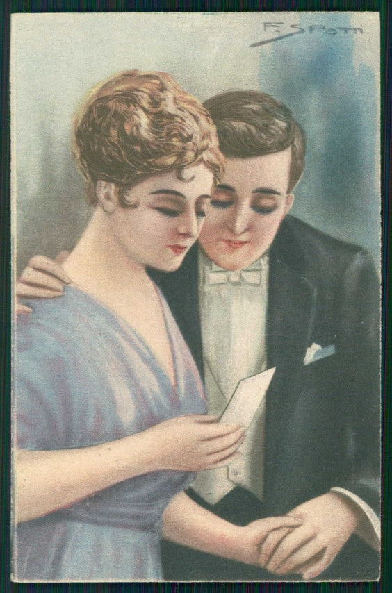 Artist Signed F. Spotti Romantic Couple serie 116 cartolina XP9939 – fronte