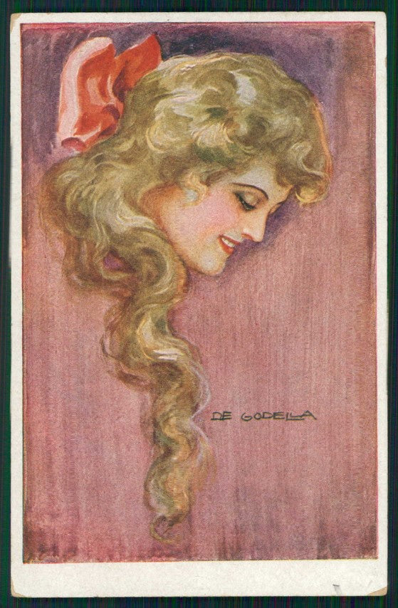Artist Signed De Godella Glamour Fashion Lady serie 293 cartolina XP9940 – fronte