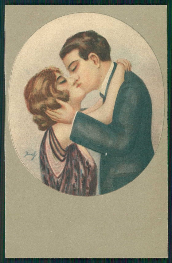 Artist Signed Droy Kiss Romantic Couple serie 1 cartolina XP9941 – fronte