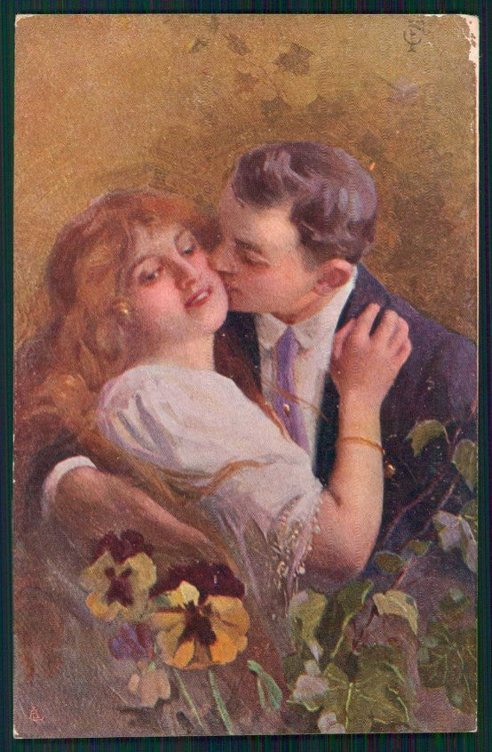 Artist Signed Fachinetti Kiss Couple serie 686 SCOLLATA cartolina XP9956 – fronte