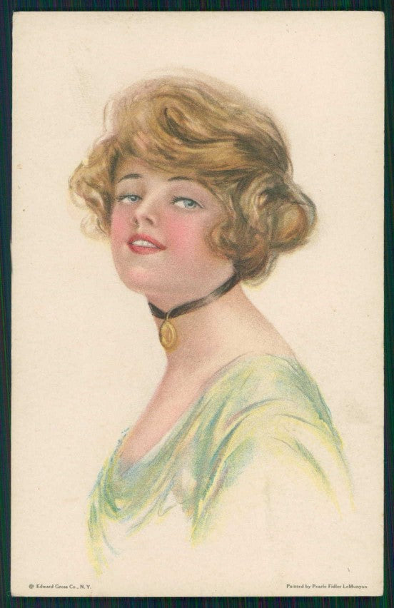 Artist Signed Pearle Fidler LeMunyan Glamour Lady serie 80 cartolina XP9970 – fronte