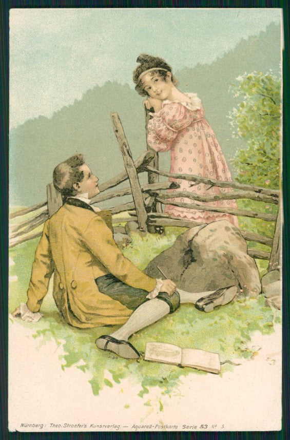 Artist Signed Couple Theo Stroefer serie 53 ANGOLINO ROTTO cartolina XP9983 – fronte