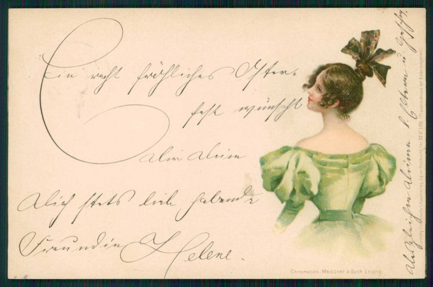 Artist Signed Lady Theo Stroefer Art Nouveau cartolina XP9985 – fronte