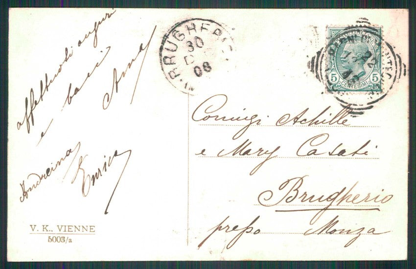 Artist Signed Viennoise Lady V K Vienne 5003-a STRAPPINO cartolina XP9989 – retro