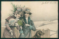 Artist Signed Viennoise Christmas Glamour Fashion Lady 5002-a cartolina XP9992 – fronte
