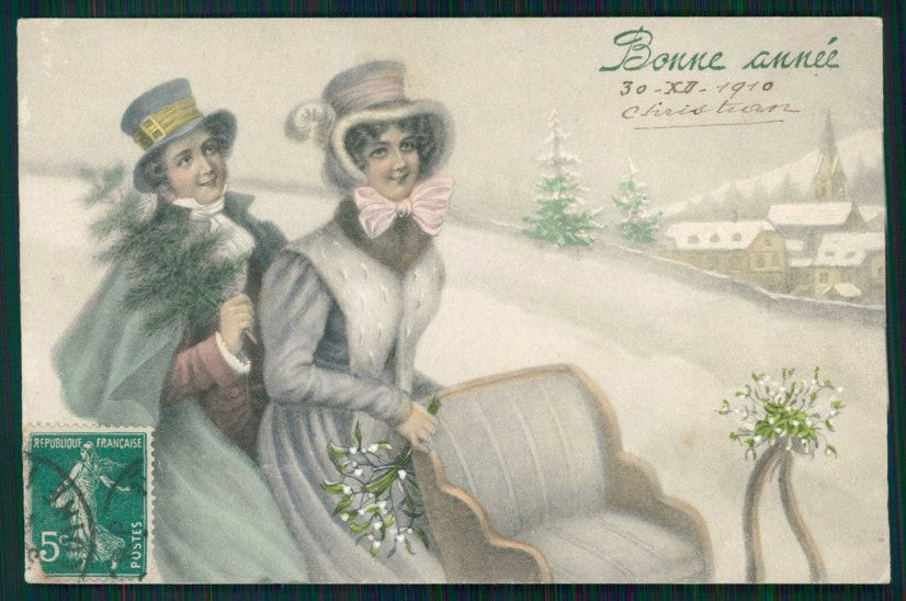 Artist Signed Viennoise Glamour Fashion Lady V K Vienne 5053 cartolina XP9994 – fronte