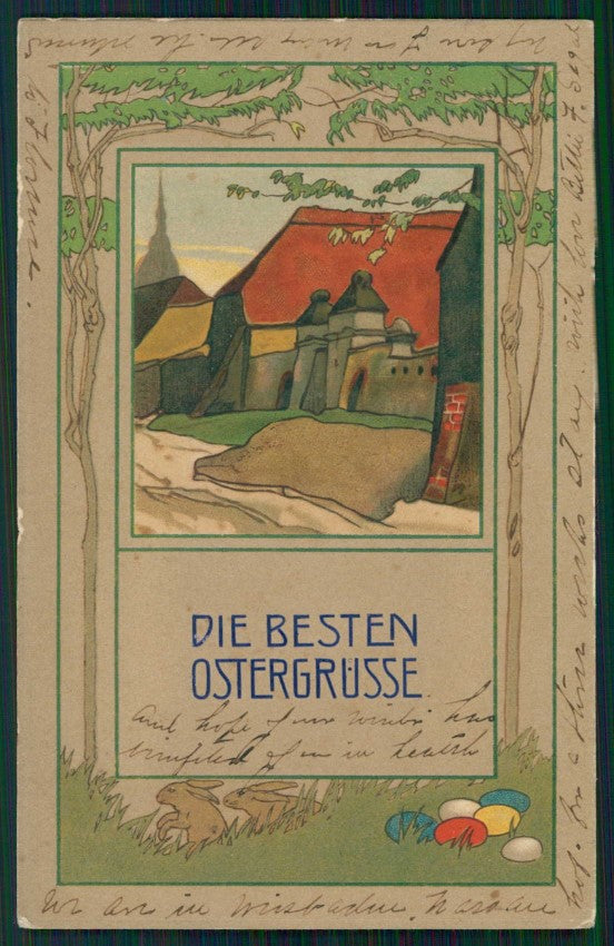 Artist Signed Landscape Easter Relief Pasqua ABRASA cartolina XP9996 – fronte