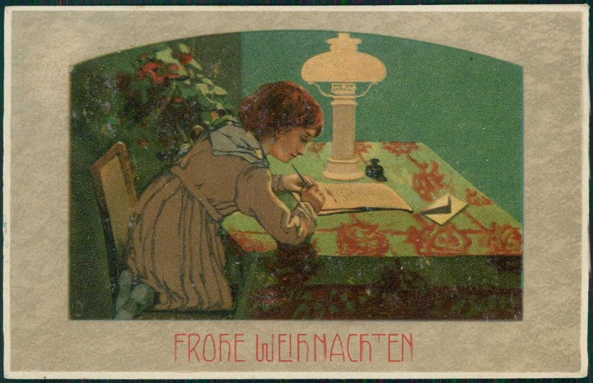 Artist Signed Girl Art Nouveau Relief cartolina XP9997 – fronte