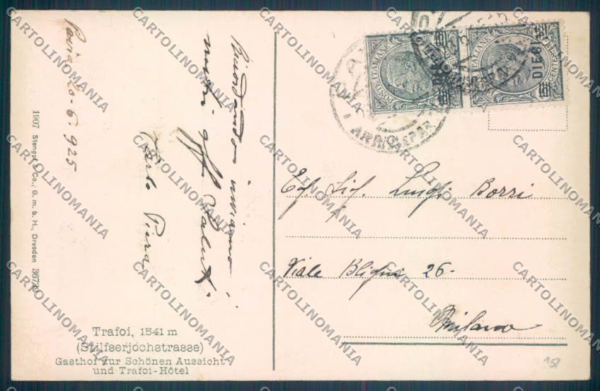Bolzano Stelvio Trafoi cartolina ZB0005 – retro