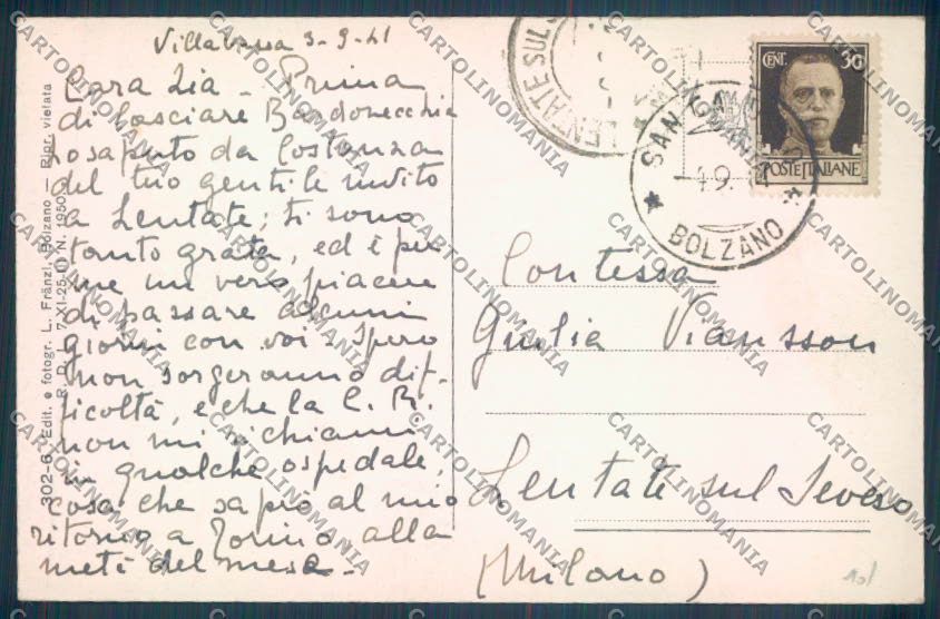 Bolzano Villabassa cartolina ZB0114 – retro