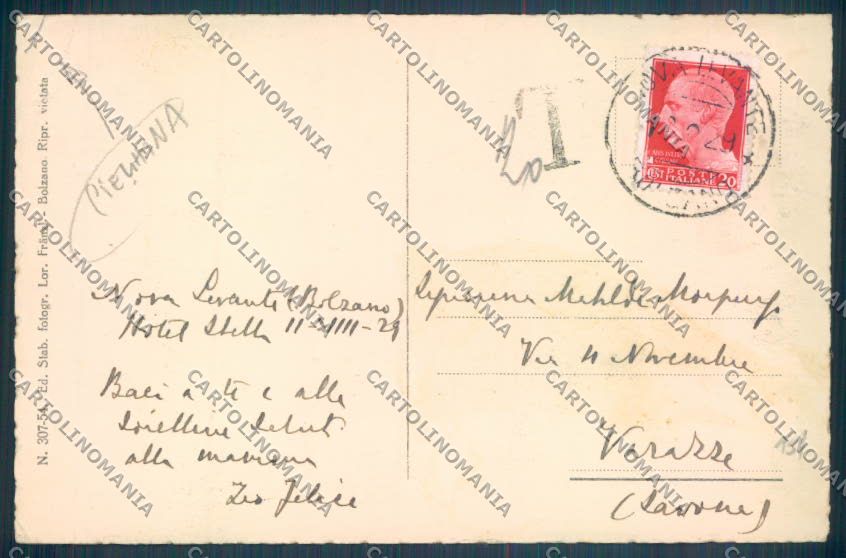 Bolzano Nova Levante PIEGHINE cartolina ZB0157 – retro