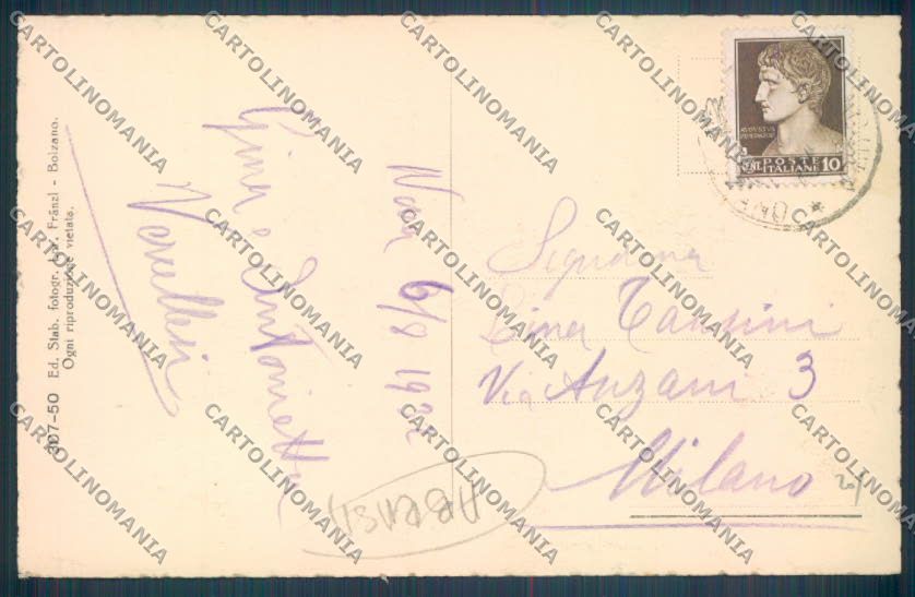 Bolzano Nova Levante ABRASA cartolina ZB0164 – retro