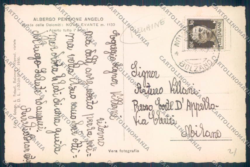 Bolzano Nova Levante PIEGHINE Foto cartolina ZB0172 – retro
