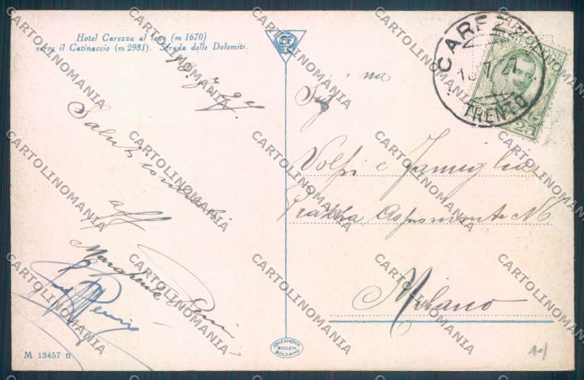 Bolzano Nova Levante Carezza cartolina ZB0196 – retro