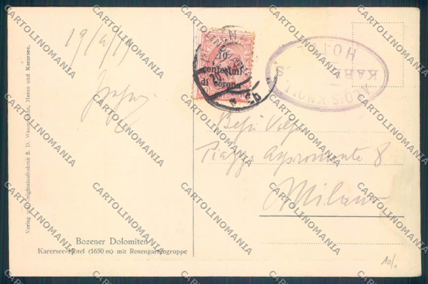 Bolzano Nova Levante Carezza cartolina ZB0201 – retro