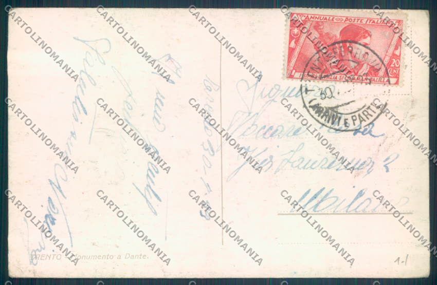 Trento Città Chiaro di Luna Dante cartolina ZB0277 – retro