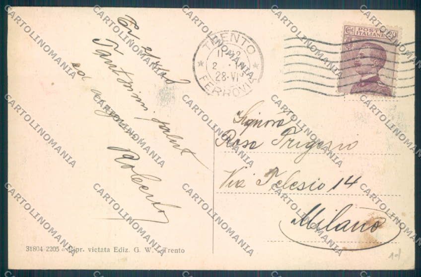 Trento Città Chiaro di Luna Dante cartolina ZB0278 – retro