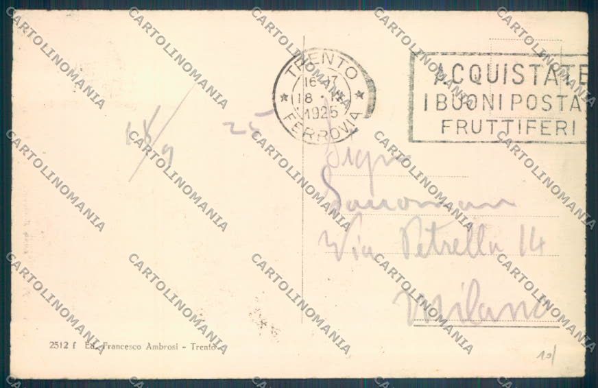 Trento Città cartolina ZB0287 – retro