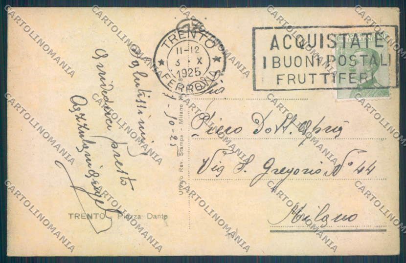 Trento Città cartolina ZB0312 – retro