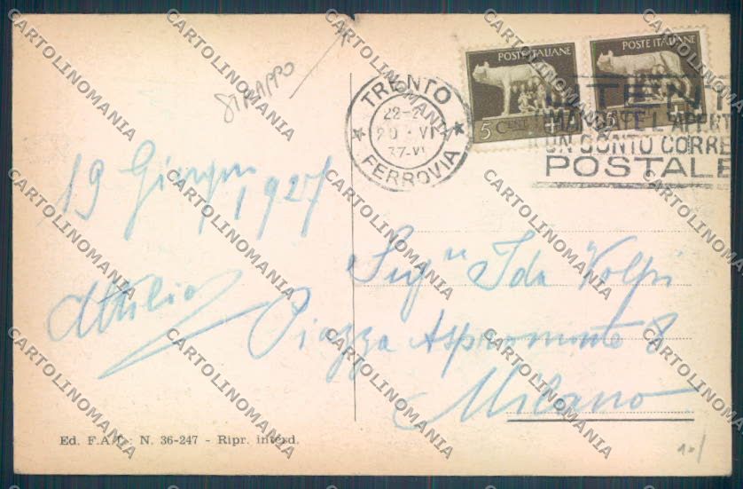 Trento Città STRAPPO cartolina ZB0384 – retro