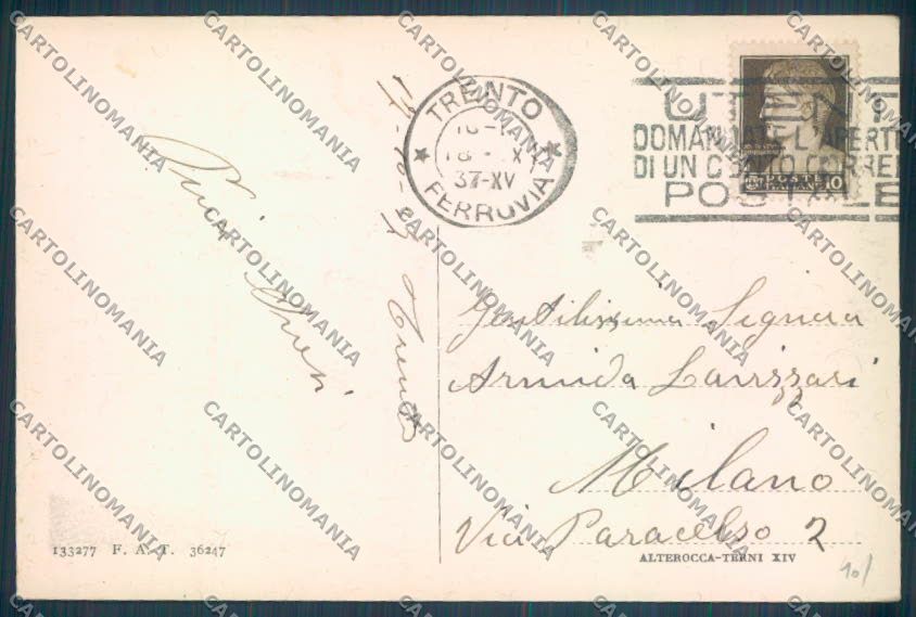 Trento Città cartolina ZB0387 – retro