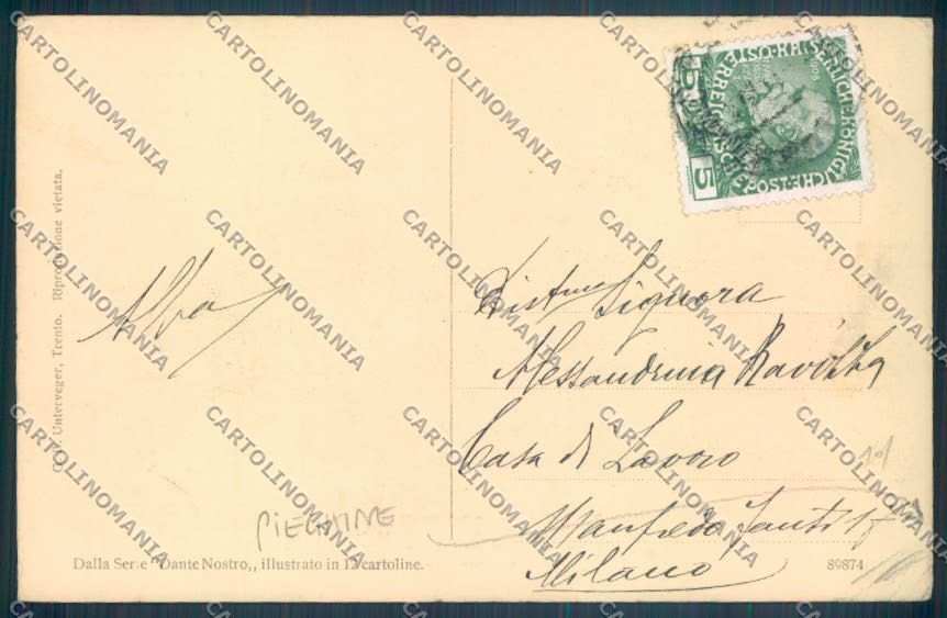 Trento Città Dante PIEGHINE cartolina ZB0400 – retro