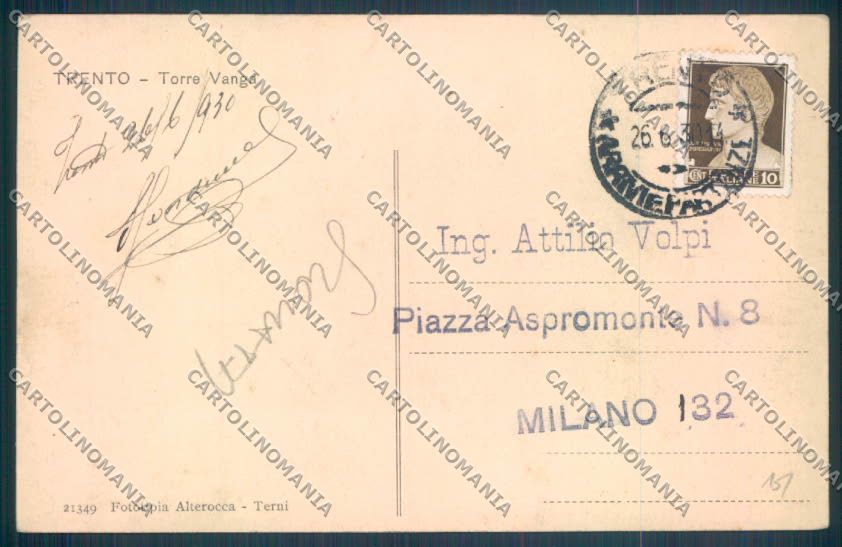 Trento Città cartolina ZB0485 – retro