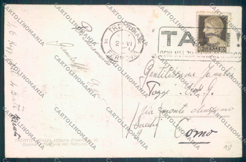 Trento Città cartolina ZB0507 – retro