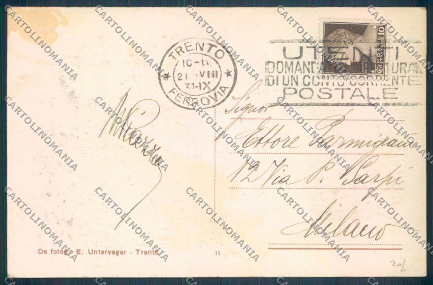 Trento Città Funivia cartolina ZB0577 – retro
