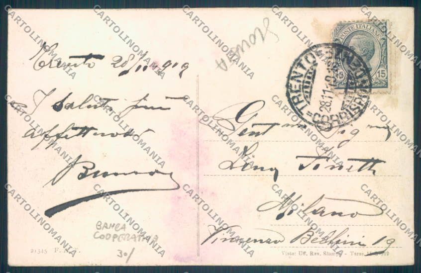 Trento Città Banca Cooperativa SCOLLATA cartolina ZB0623 – retro