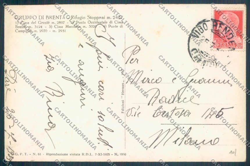 Trento Pinzolo Madonna di Campiglio Rifugio Stoppani Foto cartolina ZB0726 – retro