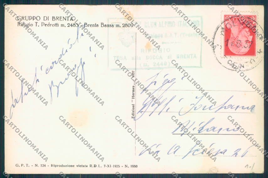 Trento Pinzolo Madonna di Campiglio Rifugio Pedrotti Foto cartolina ZB0729 – retro