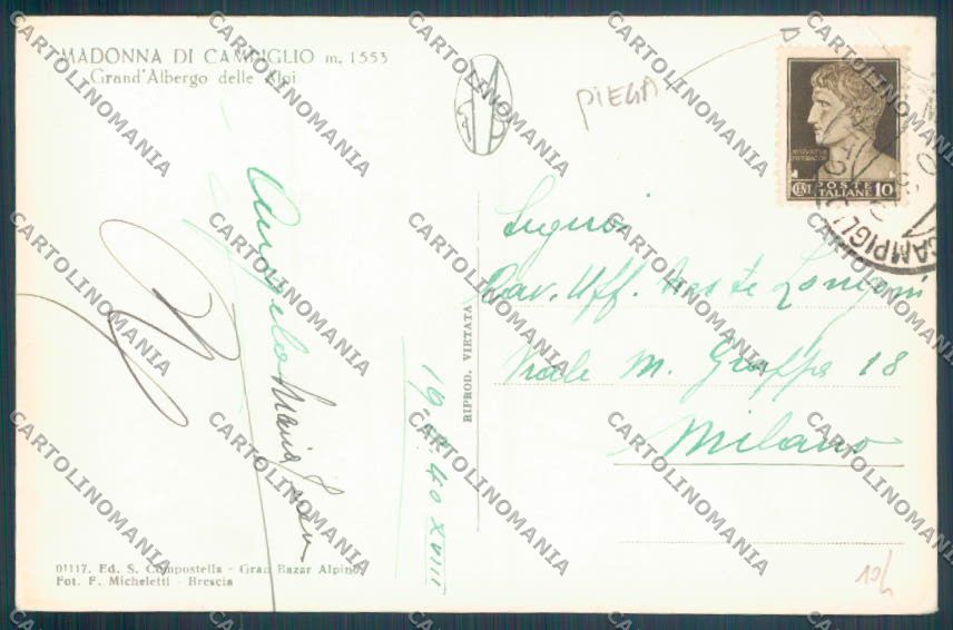 Trento Pinzolo Madonna di Campiglio PIEGA Foto cartolina ZB0744 – retro