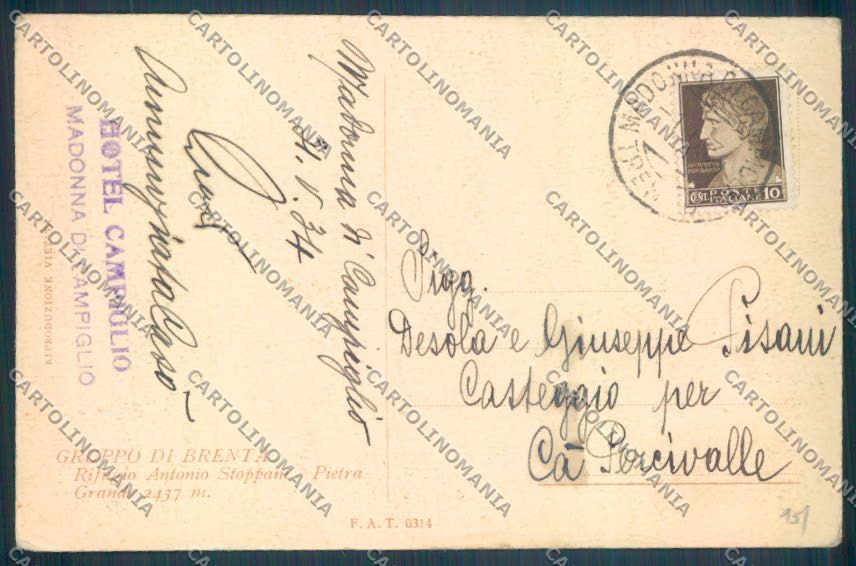 Trento Pinzolo Madonna di Campiglio Rifugio Stoppani cartolina ZB0751 – retro