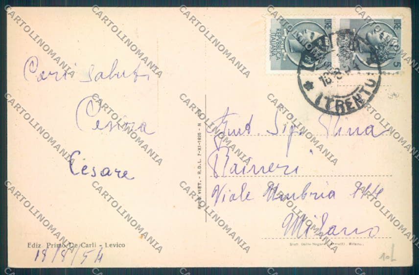 Trento Levico Terme Barca cartolina ZB0792 – retro