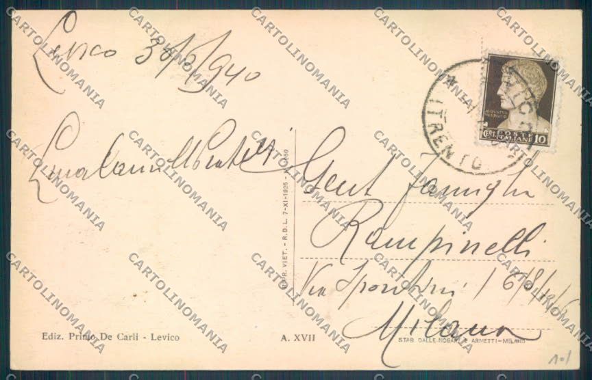 Trento Levico Terme cartolina ZB0800 – retro